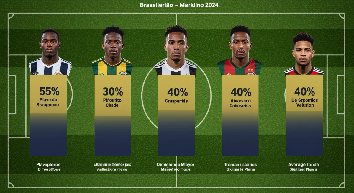 Gráfico de barras mostrando a valorização percentual dos 5 jogadores mais valorizados do Brasileirão 2024