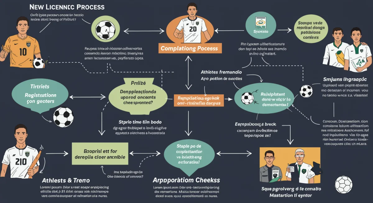 Infográfico detalhando o fluxo do novo processo de licenciamento de atletas no futebol brasileiro.