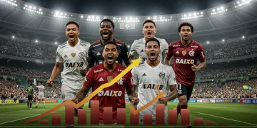 Jogadores comemorando em campo, simbolizando a valorização no Brasileirão 2024