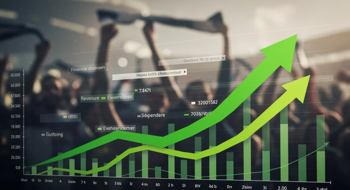 Painel de controle financeiro com indicadores de receita e despesa para clubes de futebol