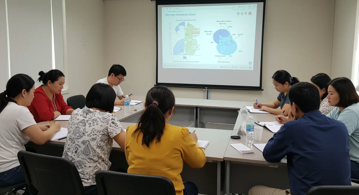 Pessoas em reunião comunitária discutindo planos de contingência e ações de conservação de água para enfrentar a crise hídrica.