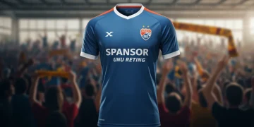 Camisa de futebol com patrocínio em destaque no peito, simbolizando os novos acordos financeiros da Série A em 2025.