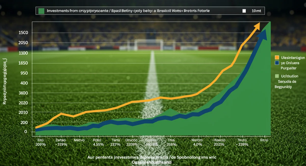 Gráfico de barras mostrando o crescimento de 20% nos patrocínios de criptomoedas e apostas esportivas no futebol brasileiro nos últimos 12 meses.
