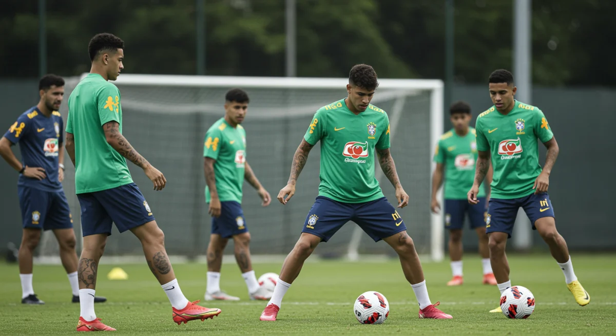 Jovens jogadores brasileiros em treinamento intenso, aprimorando suas habilidades para o futuro.