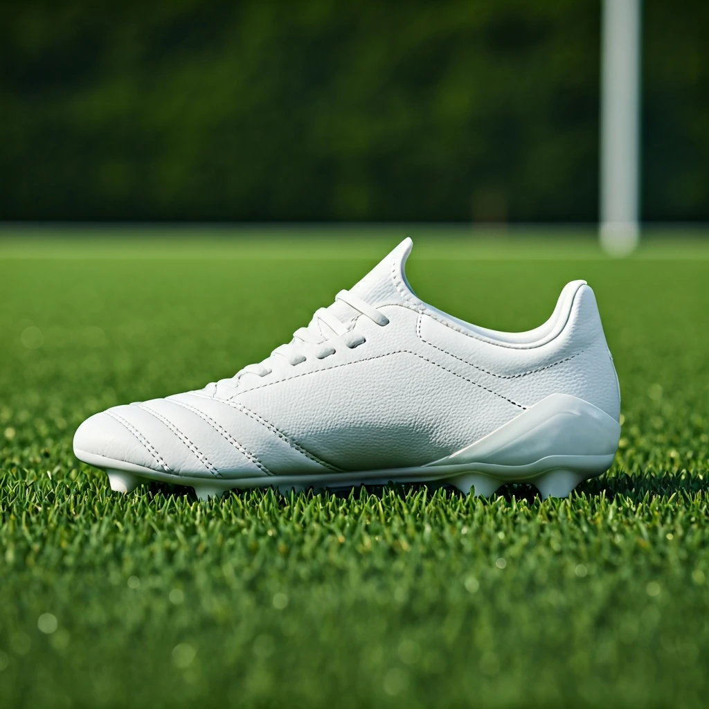 Um par de chuteiras de futebol de alta performance em um gramado verde, destacando a importância da escolha correta para o desempenho e segurança do jogador.